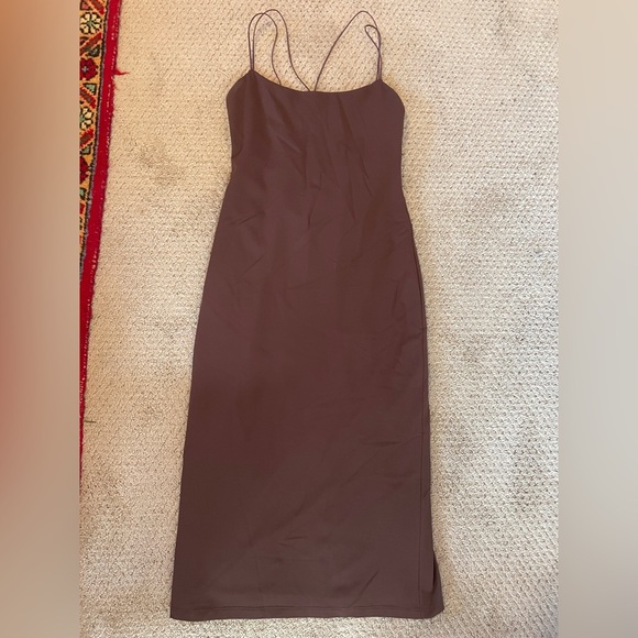 Aritzia Chocolate Brown Midi Dress - Picture 2 of 5